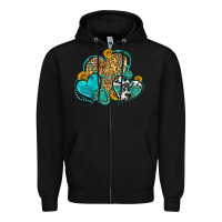 Black western turquoise hearts Zipper Hoodie - Zillion Design Studio