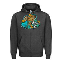 Charcoal Heather western turquoise hearts Zipper Hoodie - Zillion Design Studio