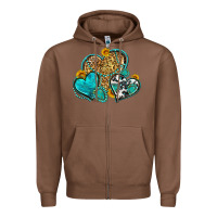 Chestnut western turquoise hearts Zipper Hoodie - Zillion Design Studio