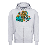 Heather Grey western turquoise hearts Zipper Hoodie - Zillion Design Studio