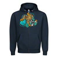 Navy western turquoise hearts Zipper Hoodie - Zillion Design Studio