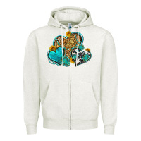 Oatmeal Heather western turquoise hearts Zipper Hoodie - Zillion Design Studio