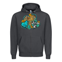 Smoke western turquoise hearts Zipper Hoodie - Zillion Design Studio