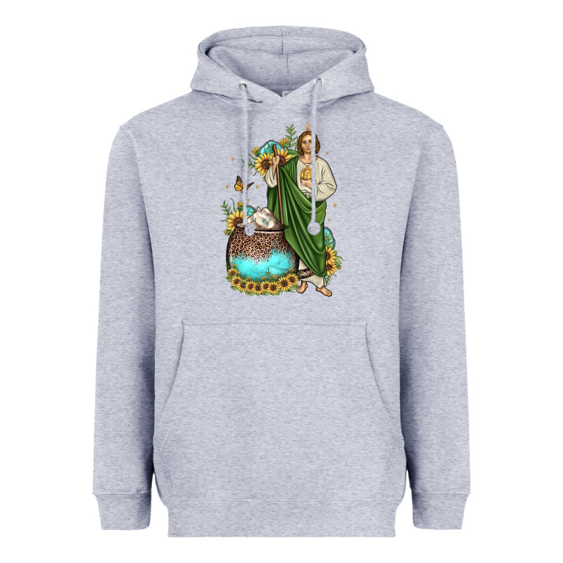 San Judas Coffee Cup Sunflower Heavyweight Hoodie by JahusDesignShop | Teevron