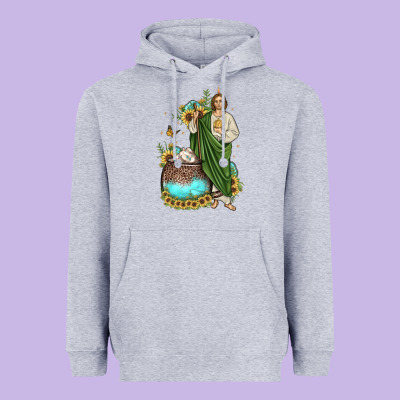 San Judas Coffee Cup Sunflower Heavyweight Hoodie Designed By Jahusdesignshop