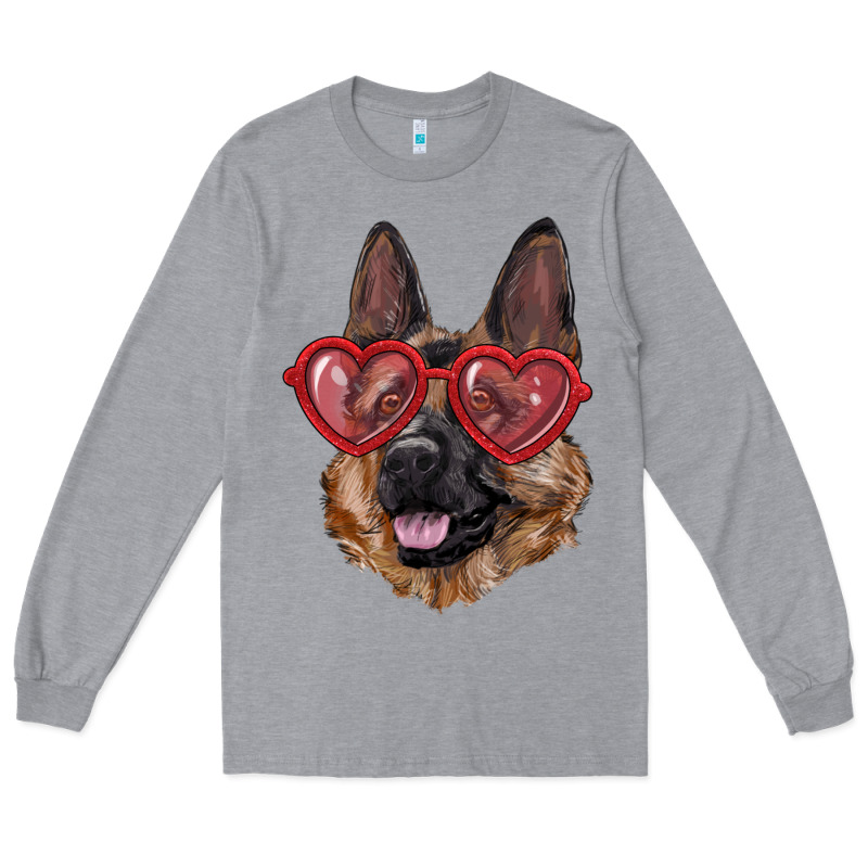 German Shepherd With Love Glasses Long Sleeve Tee by RanaPortraitStore | Teevron