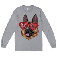 Heather Grey German shepherd with love glasses Long Sleeve Tee - RanaPortraitStore