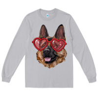 Moon Dust German shepherd with love glasses Long Sleeve Tee - RanaPortraitStore