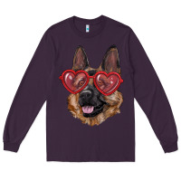 Plum German shepherd with love glasses Long Sleeve Tee - RanaPortraitStore