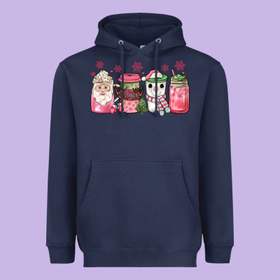 Pink Christmas Coffee Heavyweight Hoodie Designed By Jahusdesignshop