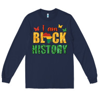 Navy i am black history juneteenth Long Sleeve Tee - texasbilliewilder