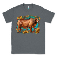 Charcoal Heather brahman bull with aztec sunflower and leopard background Classic Tee - RanaPortraitStore