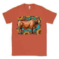 Copper brahman bull with aztec sunflower and leopard background Classic Tee - RanaPortraitStore
