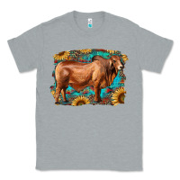 Heather Grey brahman bull with aztec sunflower and leopard background Classic Tee - RanaPortraitStore