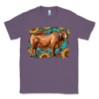 Lavender brahman bull with aztec sunflower and leopard background Classic Tee - RanaPortraitStore