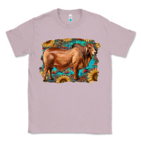Lilac brahman bull with aztec sunflower and leopard background Classic Tee - RanaPortraitStore