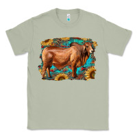 Matcha brahman bull with aztec sunflower and leopard background Classic Tee - RanaPortraitStore