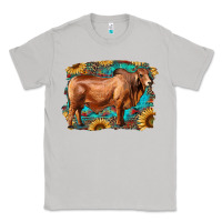 Moon Dust brahman bull with aztec sunflower and leopard background Classic Tee - RanaPortraitStore