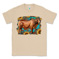 Mushroom brahman bull with aztec sunflower and leopard background Classic Tee - RanaPortraitStore