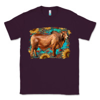Plum brahman bull with aztec sunflower and leopard background Classic Tee - RanaPortraitStore