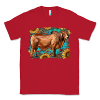 Red brahman bull with aztec sunflower and leopard background Classic Tee - RanaPortraitStore
