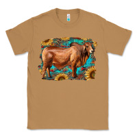 Toasted Coconut brahman bull with aztec sunflower and leopard background Classic Tee - RanaPortraitStore