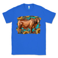 True Royal brahman bull with aztec sunflower and leopard background Classic Tee - RanaPortraitStore