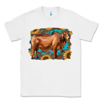 White brahman bull with aztec sunflower and leopard background Classic Tee - RanaPortraitStore