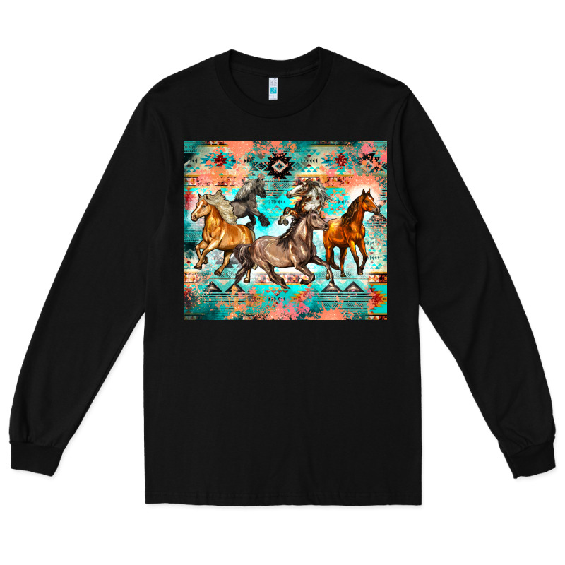 Western Running Horses Long Sleeve Tee by Zillion Design Studio | Teevron