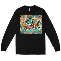 Black western running horses Long Sleeve Tee - Zillion Design Studio