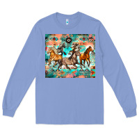 Colony Blue western running horses Long Sleeve Tee - Zillion Design Studio