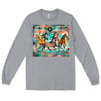 Heather Grey western running horses Long Sleeve Tee - Zillion Design Studio