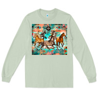 Matcha western running horses Long Sleeve Tee - Zillion Design Studio