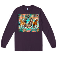 Plum western running horses Long Sleeve Tee - Zillion Design Studio