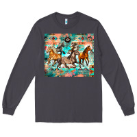 Smoke western running horses Long Sleeve Tee - Zillion Design Studio