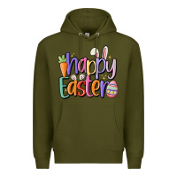 Army Green happy easter Premium Hoodie - MaliasSmallBusiness