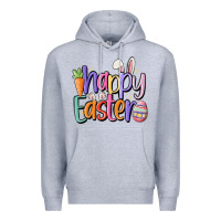 Heather Grey happy easter Premium Hoodie - MaliasSmallBusiness
