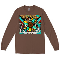 Chestnut turquoise gemstone sunflower Long Sleeve Tee - Zillion Design Studio