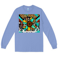 Colony Blue turquoise gemstone sunflower Long Sleeve Tee - Zillion Design Studio