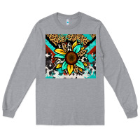 Heather Grey turquoise gemstone sunflower Long Sleeve Tee - Zillion Design Studio