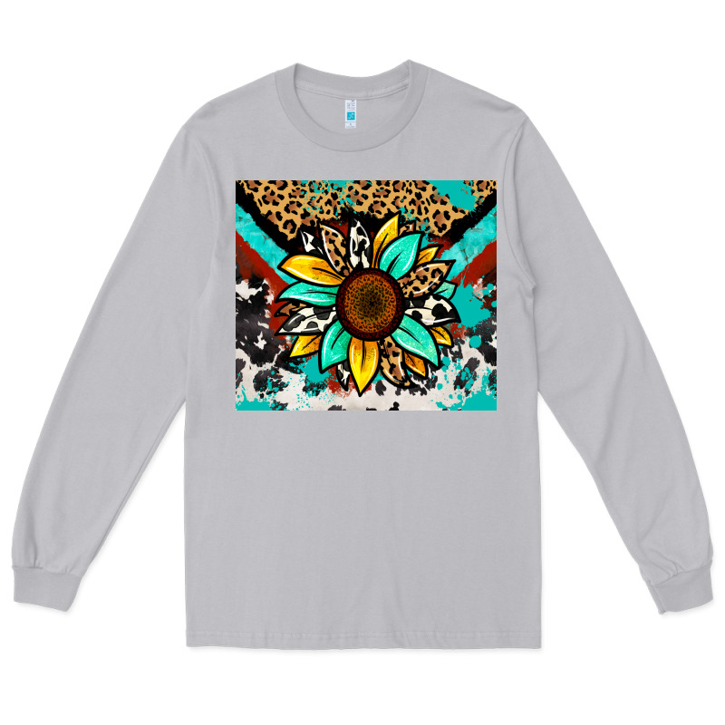 Turquoise Gemstone Sunflower Long Sleeve Tee by Zillion Design Studio | Teevron