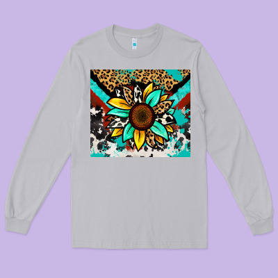 Turquoise Gemstone Sunflower Long Sleeve Tee Designed By Zillion Design Studio