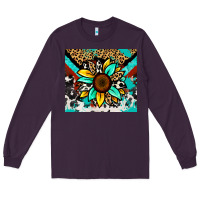 Plum turquoise gemstone sunflower Long Sleeve Tee - Zillion Design Studio