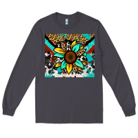 Smoke turquoise gemstone sunflower Long Sleeve Tee - Zillion Design Studio