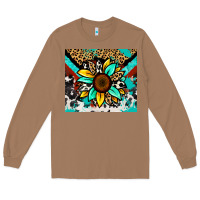 Toasted Coconut turquoise gemstone sunflower Long Sleeve Tee - Zillion Design Studio