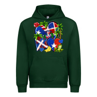 Forest Green puerto rico with dominican republic hearts Urban Hoodie - NancyCooperArtShop