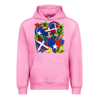 Fuchsia Pink puerto rico with dominican republic hearts Urban Hoodie - NancyCooperArtShop
