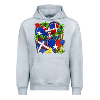 Heather Grey puerto rico with dominican republic hearts Urban Hoodie - NancyCooperArtShop