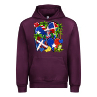 Mauve Wine puerto rico with dominican republic hearts Urban Hoodie - NancyCooperArtShop