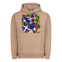 Pigment Burro puerto rico with dominican republic hearts Urban Hoodie - NancyCooperArtShop